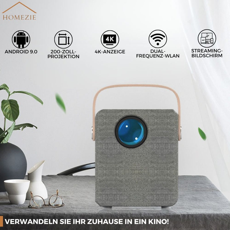 Homezie® Beamer | Mit 2 3D-Brillen, HDMI-Kabel, AV-Kabel und Ständer | Android 9.0 System | 6000 Lumen