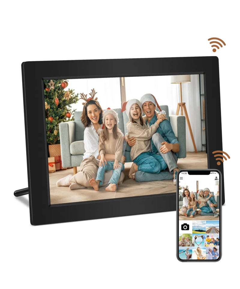 Homezie® Digitaler Fotorahmen | Frameo App | Gestochen scharfe Bilder | 10 Zoll Touchscreen-Display | WiFi Digitaler Fotorahmen