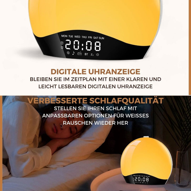 Homezie Wake-up-Licht | White-Noise-Maschine | Schlaftrainer | Wecker | Natürliche Klänge