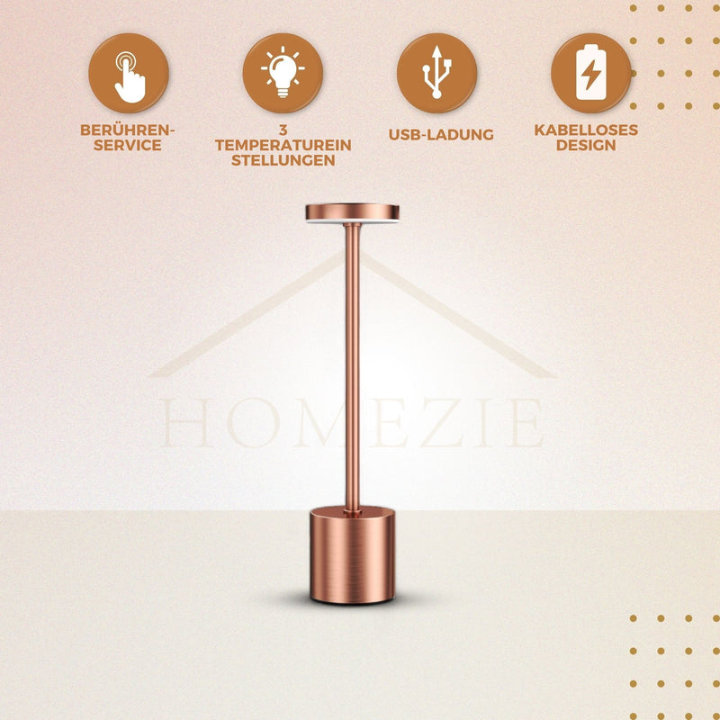 Homezie LuxeTouch | 2 Stück | Kabellose Tischlampe | Wasserdicht | USB aufladbar | Touch Control | Esstischlampe | Atmosphärische Beleuchtung