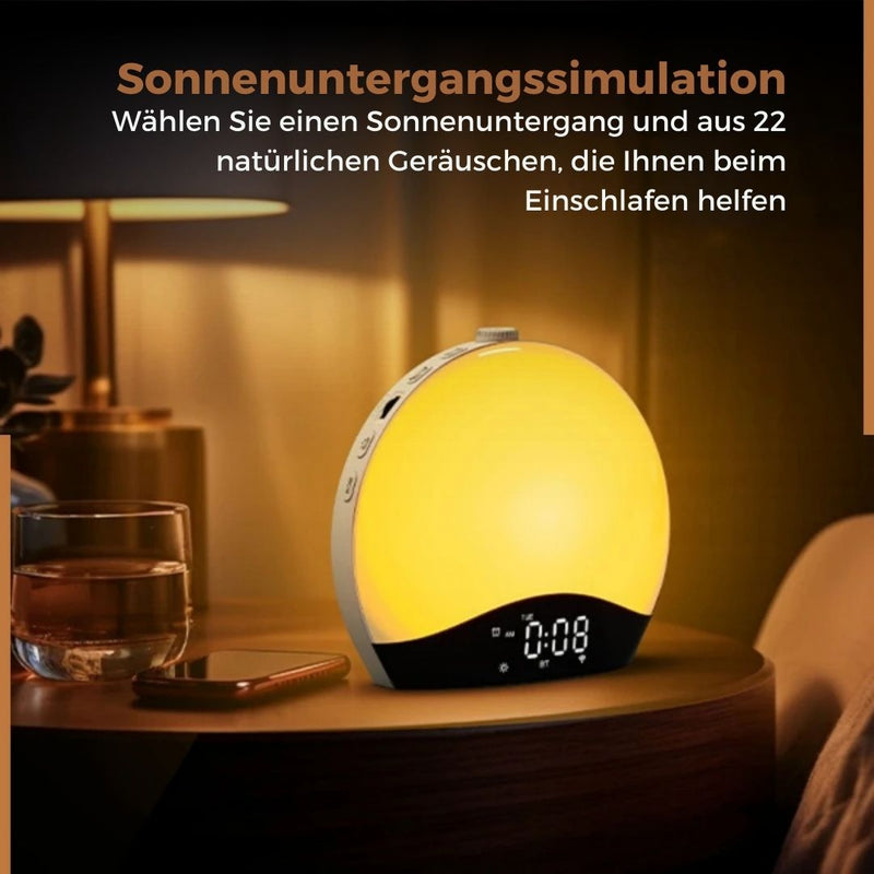 Homezie Wake-up-Licht | White-Noise-Maschine | Schlaftrainer | Wecker | Natürliche Klänge