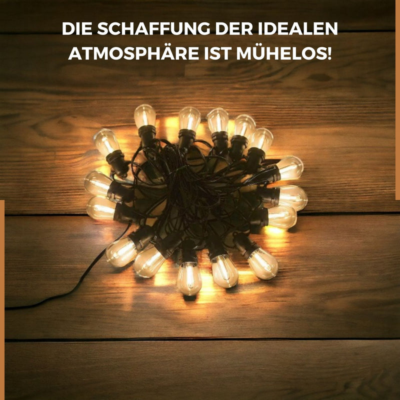 Homezie® Lichterkette | IP65 Wasserdicht | Kunststoff S14 LED-Lampen | Warmweiß | Verbindbar & Dimmbar | In verschiedenen Längen erhältlich