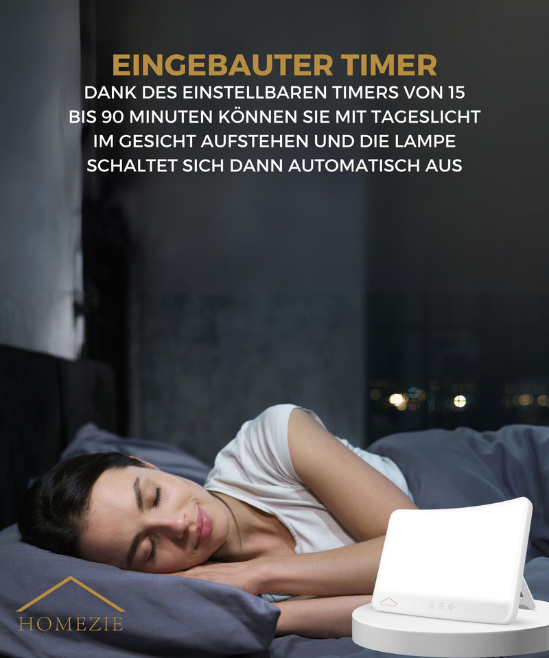 Homezie® Tageslichtlampe | Ingebauter Timer | 10.000 Lux | Lichttherapielampe | 3 Farboptionen