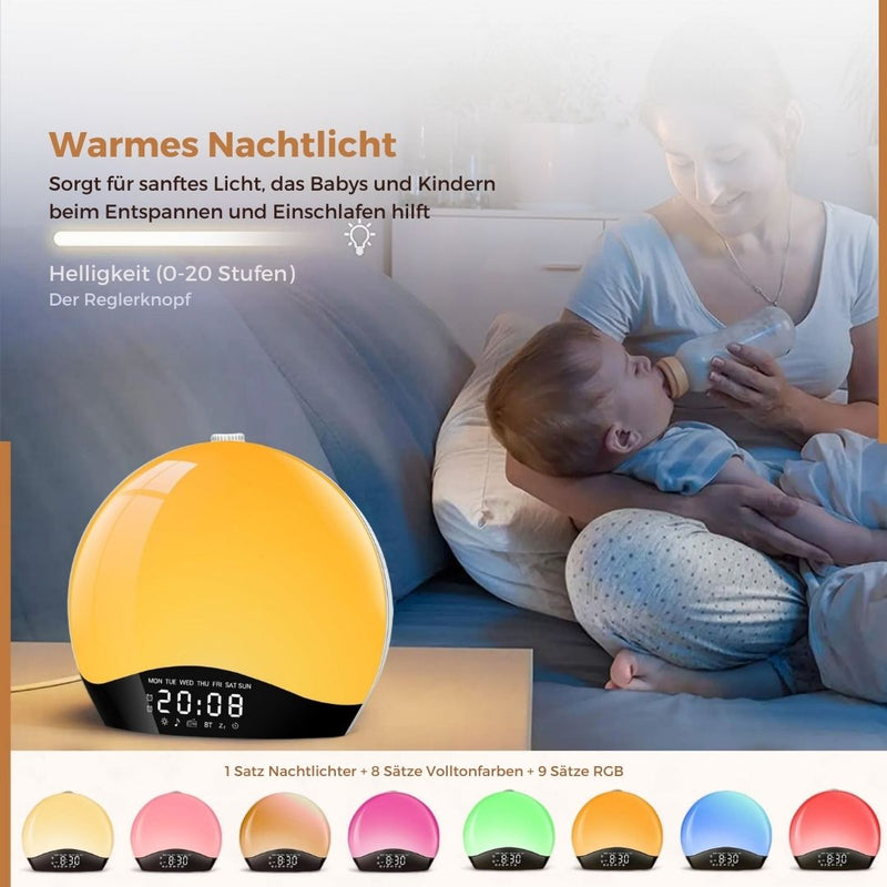 Homezie Wake-up-Licht | White-Noise-Maschine | Schlaftrainer | Wecker | Natürliche Klänge