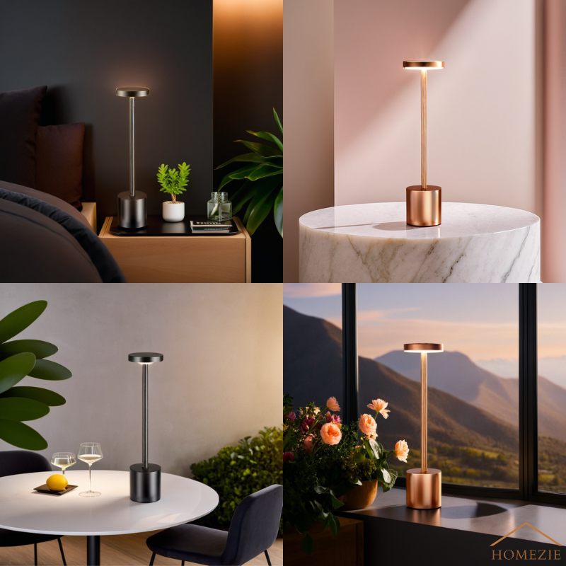 Homezie LuxeTouch | 2 Stück | Kabellose Tischlampe | Wasserdicht | USB aufladbar | Touch Control | Esstischlampe | Atmosphärische Beleuchtung